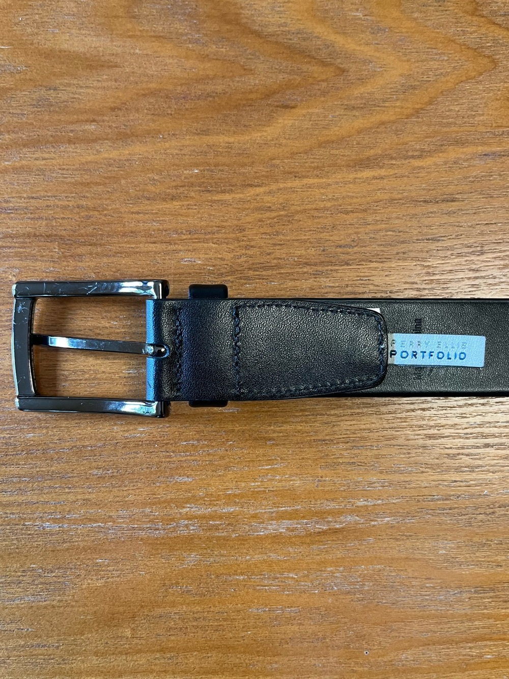 Perry Ellis Portfolio Full Grain Cowhide Black Leather Belt Size 34/85 - Picture 2 of 4